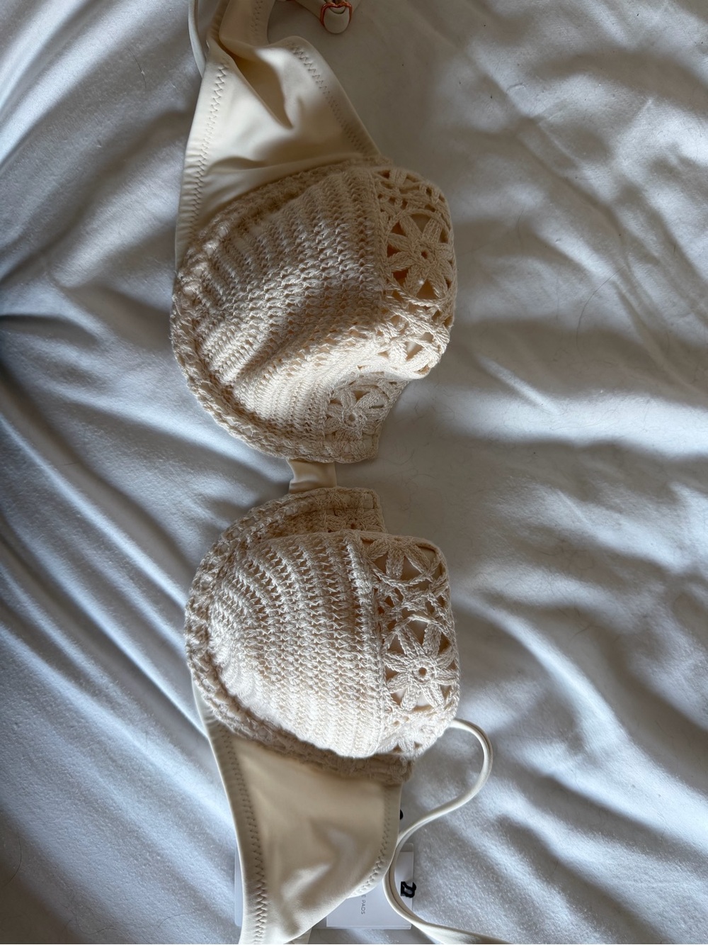 Shade & Shore Cream Crochet Overlay Underwire Bra